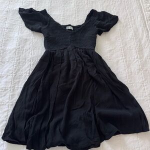 Hollister Black Smocked Puff-Sleeve Romper Dress